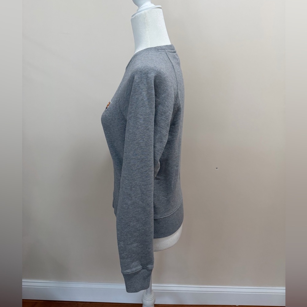 MAISON KITSUNE Gray w Fox Head Patch Cotton Long Sleeve Pullover Sweatshirt XS - Picture 4 of 6